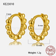 925 Sterling Silver Hoop Earrings, with S925 Stamp, Real 18K Gold Plated, 10x2mm(BO1095-4)