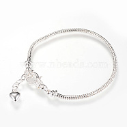 Brass European Style Bracelet Making, Silver Color Plated, 7-5/8 inch(195mm)x2.5mm(X-MAK-R011-03S)