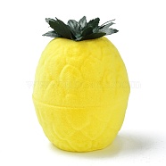 Velvet Ring Boxes, with Plastic, Pineapple, Yellow, 4.2x4.9cm(VBOX-F004-11)