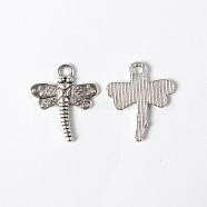 Tibetan Style Alloy Pendants, Dragonfly, Antique Silver, Lead Free and Cadmium Free, 18x15x2mm, Hole: 1.5mm(LF0718Y)