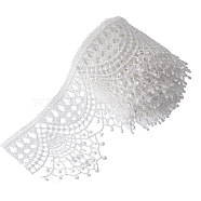 Polyester Lace Ribbons, Shell Shaped Edge Lace Trim, for Clothing Sewing, White, 2-1/2 inch(65mm), about 4.21~4.32 yards/card(OCOR-WH0046-78B)
