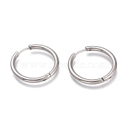 201 Stainless Steel Huggie Hoop Earrings, with 304 Stainless Steel Pin, Hypoallergenic Earrings, Ring, Stainless Steel Color, 25x2.5mm, 10 Gauge, Pin: 1mm(EJEW-O095-05-13)