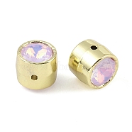 Rack Plating Alloy Beads, with Rhinestone, Tube, Rose, 11x11mm, Hole: 1.6mm(FIND-B038-04G-04)