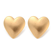 Light Gold 304 Stainless Steel Stud Earrings, Heart, 28x27.5mm(EJEW-K257-03A-KCG)