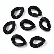 Opaque Spray Painted Acrylic Linking Rings, Quick Link Connectors, for Curb Chains Making, Frosted, Twist, Black, 23x16x5mm, Inner Diameter: 13x6.5mm, about 545pcs/500g(OACR-S021-19B-C01)