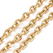 304 Stainless Steel Cable Chains, Diamond Cut Chains, Unwelded, Golden, 9x6.5x2mm(CHS-P007-27G-02)