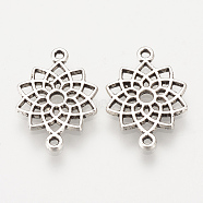Tibetan Style Alloy Links connectors, Flower, Cadmium Free & Lead Free, Chakra Sahasrara, Antique Silver, 20x14x1.5mm, Hole: 1mm, about 1365pcs/1000g(TIBEP-S315-32AS-RS)