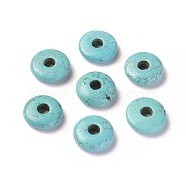 Natural Howlite Beads, Dyed, Flat Round/Disc, Turquoise, 15x5mm, Hole: 4mm(TURQ-L031-016A)