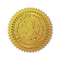 Self Adhesive Gold Foil Embossed Stickers, Medal Decoration Sticker, Cupid, 5x5cm(DIY-WH0211-383)