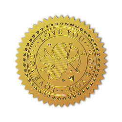 Self Adhesive Gold Foil Embossed Stickers, Medal Decoration Sticker, Cupid, 5x5cm, 4pcs/sheet(DIY-WH0211-383)