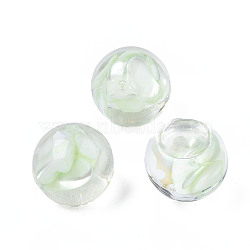 Transparent Acrylic Cabochons, with Shell, Round, Light Green, 12x11mm(TACR-N006-78B)