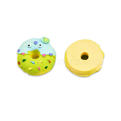 Opaque Resin Decoden Cabochons, Imitation Food, Doughnut, Green Yellow, 23x23.5x10.5mm(CRES-N022-155)