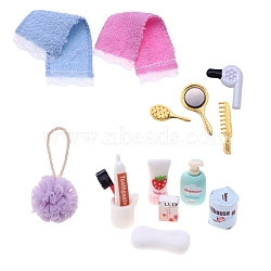 Alloy Bathroom Toiletries Set Mini Model, Micro Landscape Dollhouse Accessories, Pretending Prop Decorations, Mixed Shapes, 80x100x25mm(PW-WG2FEE2-01)