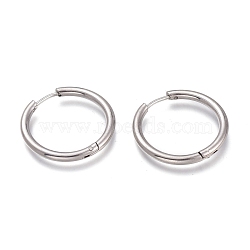 Tarnish Resistant 201 Stainless Steel Huggie Hoop Earrings, with 304 Stainless Steel Pin, Hypoallergenic Earrings, Ring, Stainless Steel Color, 25x2.5mm, 10 Gauge, Pin: 1mm(EJEW-O095-05-13)