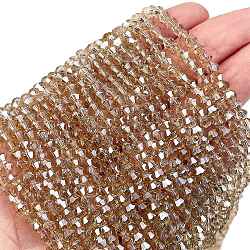 Transparent Electroplate Glass Beads Strands, Pearl Luster Plated, Faceted, Bicone, PeachPuff, 3.5~3.8x3.2mm, Hole: 0.8mm, about 113~115pcs/strand, 14.17~14.37 inch(36~36.5cm)(EGLA-A039-T3mm-UA08)