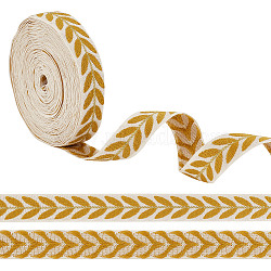about 10.5~11 yards Ethnic Style Polycotton Jacquard Leaf Ribbons, Garment Accessories, Goldenrod, 1 inch(25mm)(OCOR-GO0001-15C)