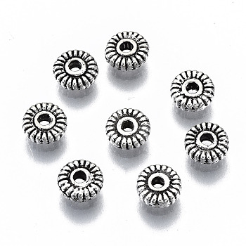 Tibetan Style Alloy Spacer Beads, Cadmium Free & Lead Free, Antique Silver, 5x2mm, Hole: 1.2mm, about 6660pcs/1000g