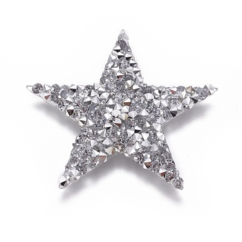 Glitter Hotfix Acrylic Rhinestone, Iron on Patches, Dress Shoes Garment Decoration, Star, Clear, 4x4x0.25cm