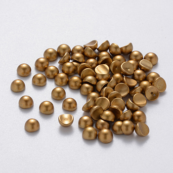 ABS Plastic Imitation Pearl Cabochons, Nail Art Decoration Accessories, Matte Style, Half Round, Gold, 8x5mm