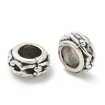 Alloy Beads, Cadmium Free & Lead Free, Rondelle, Antique Silver, 6.5x3.5mm, Hole: 3.5mm, about 2631pcs/1000g