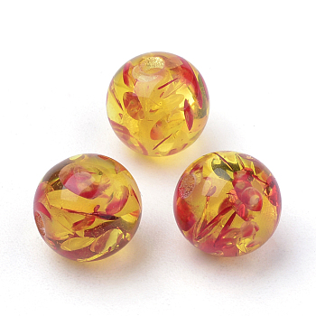 Resin Imitation Amber Beads, Round, Gold, 12mm, Hole: 2mm