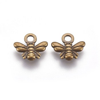 Tibetan Style Charms, Lead Free and Nickel Free, Bee, Antique Bronze, 10x11x2mm, Hole: 2mm