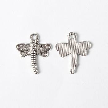Tibetan Style Alloy Pendants, Dragonfly, Antique Silver, Lead Free and Cadmium Free, 18x15x2mm, Hole: 1.5mm