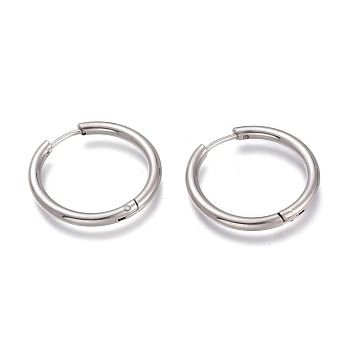 201 Stainless Steel Huggie Hoop Earrings, with 304 Stainless Steel Pin, Hypoallergenic Earrings, Ring, Stainless Steel Color, 25x2.5mm, 10 Gauge, Pin: 1mm