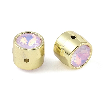 Rack Plating Alloy Beads, with Rhinestone, Tube, Rose, 11x11mm, Hole: 1.6mm