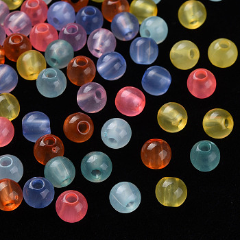 Transparent Acrylic Beads, Round, Mixed Color, 6x5mm, Hole: 1.8mm, about 4400pcs/500g