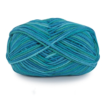 5-Ply Milk Cotton Knitting Yarn, Amigurumi Yarn, Crochet Yarn, for Sweater Hat Socks Baby Blankets, Segment Dyed, Dark Cyan, 2.5mm, about 114.83 Yards(105m)/Skein