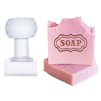 Clear Acrylic Soap Stamps with Small Handles, DIY Soap Molds Supplies, Word, 51x23x38mm, Pattern: 35x20mm