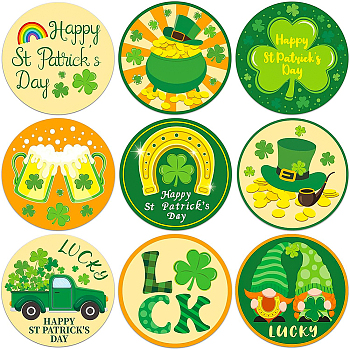 Wooden Cup Mats Set, Printed Coasters, Flat Round, St.Patrick's  Day Theme, Mixed Patterns, 100x5mm, 9pcs/set
