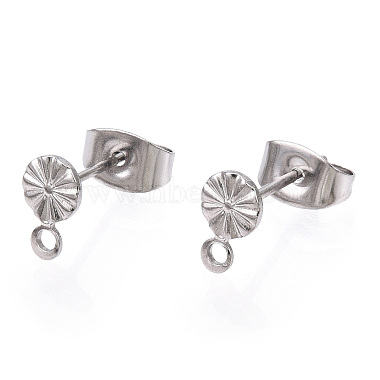 Stainless Steel Color Flat Round 304 Stainless Steel Stud Earring Findings