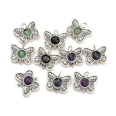 Antique Silver Butterfly Mixed Stone Pendants
