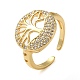 Brass Micro Pave Cubic Zirconia Open Cuff Ring(RJEW-Q805-05G)-1