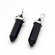 Synthetic Black Stone Bullet Double Terminated Pointed Pendants(G-F171-11)-1