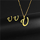 ensemble de bijoux lettre initiale en acier inoxydable doré(IT6493-17)-1