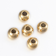 Ion Plating(IP) 304 Stainless Steel Beads, Round, Golden, 6x5mm, Hole: 2mm(STAS-G170-31G)