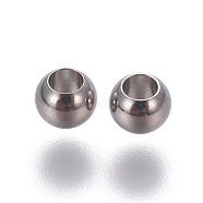 202 Stainless Steel Beads, Rondelle, Stainless Steel Color, 4x3mm, Hole: 2mm(STAS-G190-02P)