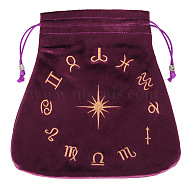 Velvet Packing Pouches, Drawstring Bags, Trapezoid with Constellation Pattern, Purple, 21x21cm(ZODI-PW0001-097-C05)