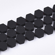 Spray Painted Non-magnetic Synthetic Hematite Beads Strands, Hexagon, Black, 6.5x6x2.5mm, Hole: 1mm, about 66pcs/strand, 15.7 inch(X-G-T116-03B-17)