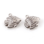 304 Stainless Steel Pendants, Fish, Stainless Steel Color, 18x17x6mm, Hole: 1.4mm(STAS-G229-12P-01)