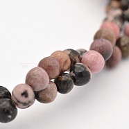Round Natural Rhodonite Beads Strands, 4mm, Hole: 1mm, about 102pcs/strand, 15.5 inch(G-M136-4mm)