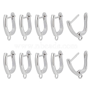 Brass Hoop Earring Findings with Latch Back Closure, Real Platinum Plated, 19.5x13x3mm, Hole: 1.5mm, Pin: 1mm(ZIRC-F052-29P)