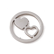Valentine's Day 304 Stainless Steel Linking Rings, Ring with Double Heart, Stainless Steel Color, 12x1mm(STAS-G297-07P)