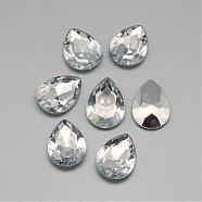Acrylic Rhinestone Pointed Back Cabochons, Faceted, Bottom Silver Plated, teardrop, Clear, 25x18x6mm(GACR-Q013-18x25-18)