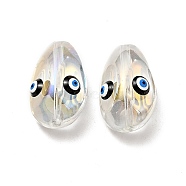 Transparent Glass Beads, with Enamel, Teardop with Evil Eye Pattern, Black, 20.5x13x10mm, Hole: 1.2mm(GLAA-F121-08A)