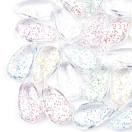Transparent Acrylic Pendants, with Glitter Powder, teardrop, Mixed Color, 29x16x7.5mm, Hole: 1.5mm, about 255pcs/500g(MACR-S361-03)