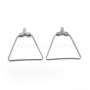304 Stainless Steel Pendants, Hoop Earring Findings, Trapezoid, Stainless Steel Color, 21 Gauge, 26x27.5x1.5mm, Hole: 1mm, Inner Size: 19.5x26mm, Pin: 0.7mm(STAS-F191-07P)